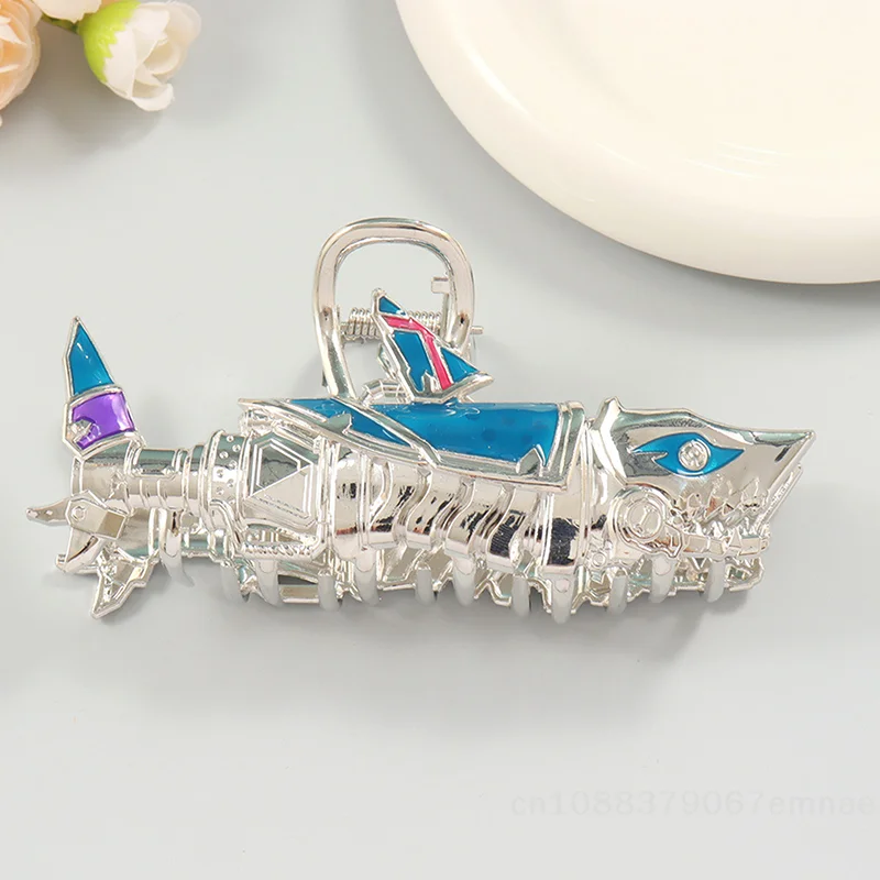 

[ZYAS]Cartoon Alloy Enamel Drop Oil Shark Hair Clip Stylish Zinc Alloy Hair Grips Women's Fashion Accessory Fresh Sweet Style