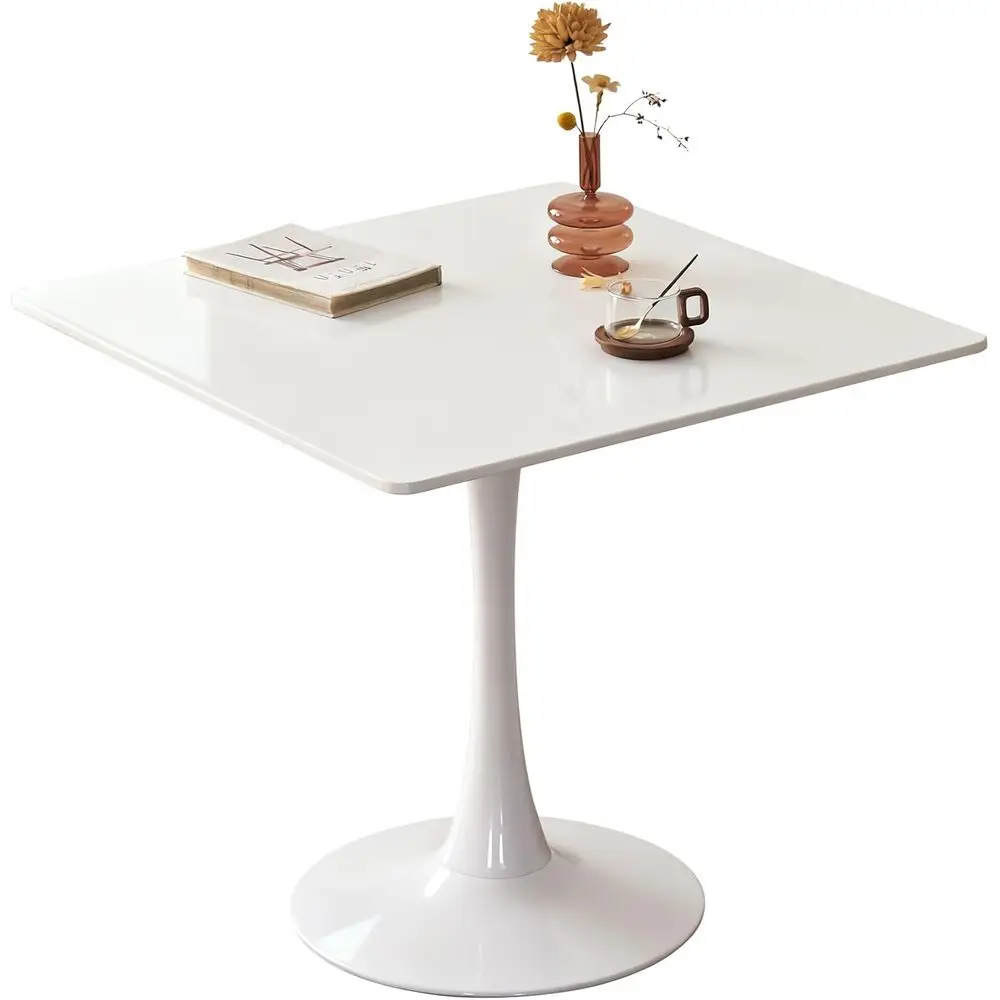 

Обеденный стол Tulip на 4 персоны, в стиле Mid-Century Modern, с прочной металлической подставкой для кухни, бистро, кафе, зон отдыха (белый, 31,5 дюйма)
