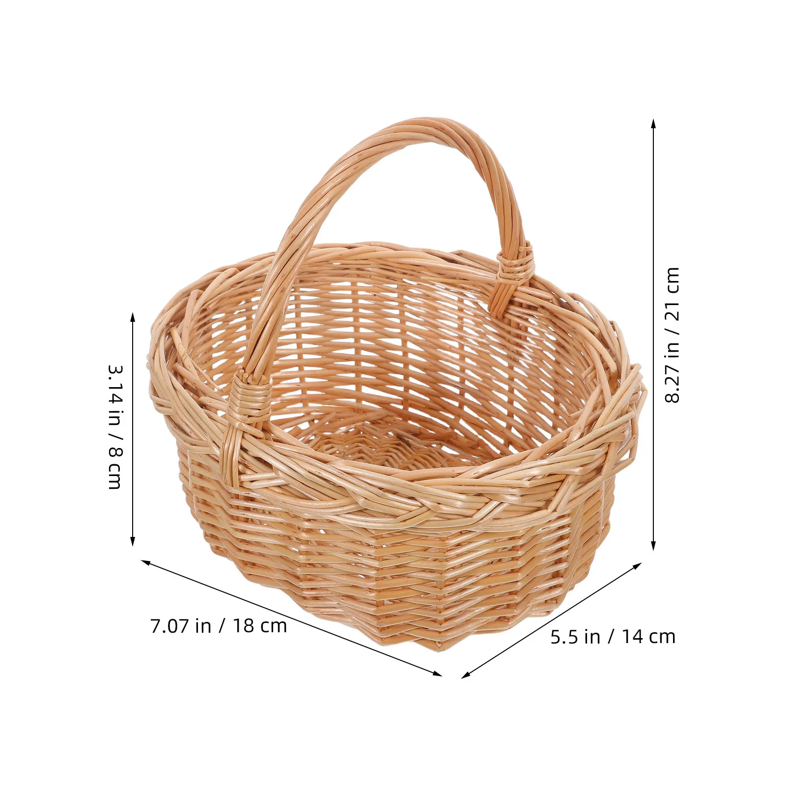 Vintage Wicker Picnic Basket Handwoven Bread Storage Basket Portable Carrying Handle Rustic Garden Outdoor Use view 2