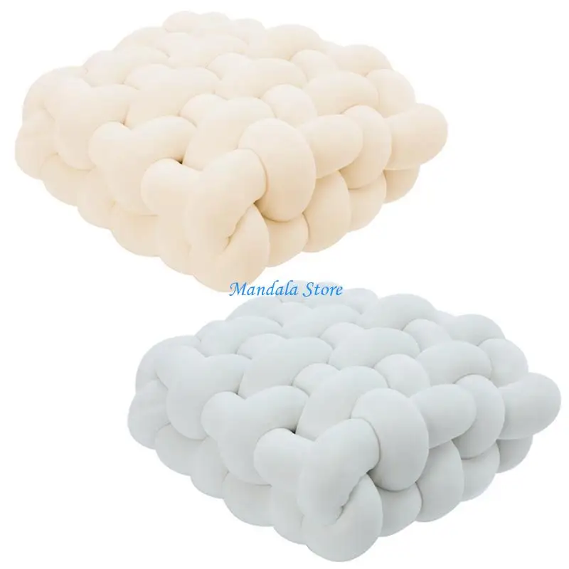

U2JC Nordic Handmade Woven Plush Square for Seat Back Cushion Knotted Stuffed Color Thick Chair Pad Tatami Floor