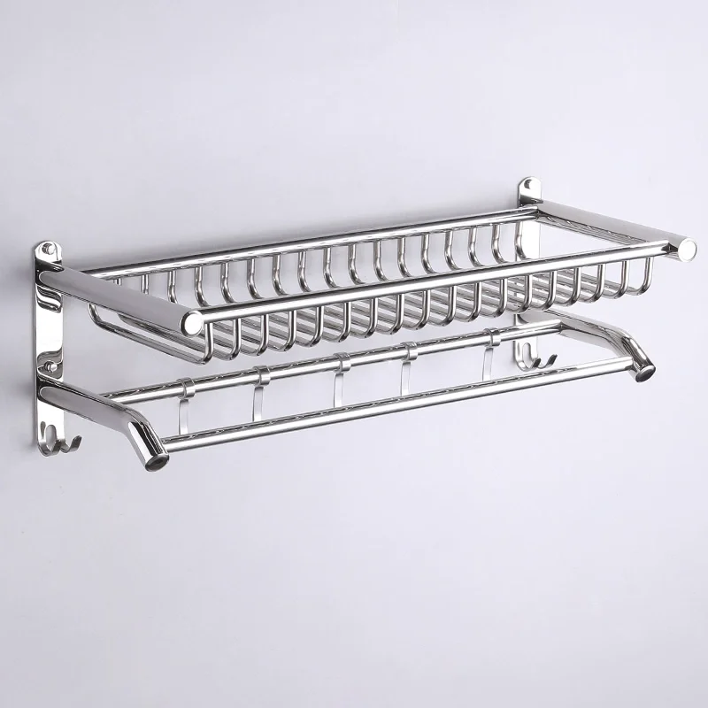 Towel rack No punching toilet 304 stainless steel bathroom Bath towel rack Hardware pendant