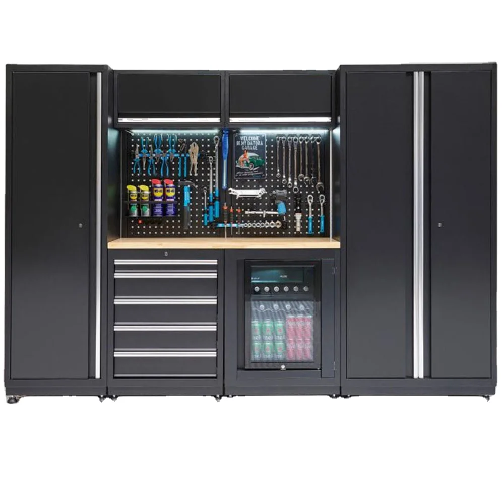 Heavy-Duty Steel Workbench with Powder Coating Finish Modular Tool Box Workshop Workstation for Garage Storage