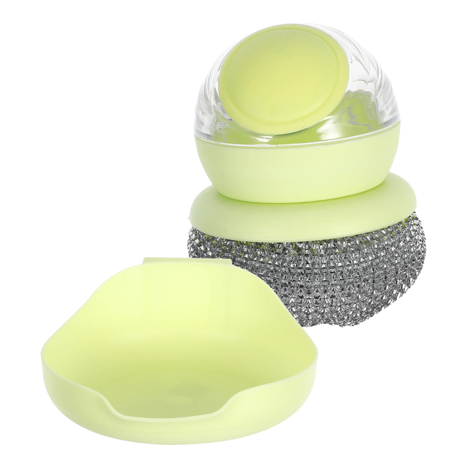 

Spherical Pot Brush Press to Dispense Liquid Kitchen Cleaner for Pans Dishes Cups Dishwasher Aid Multifunctional Design