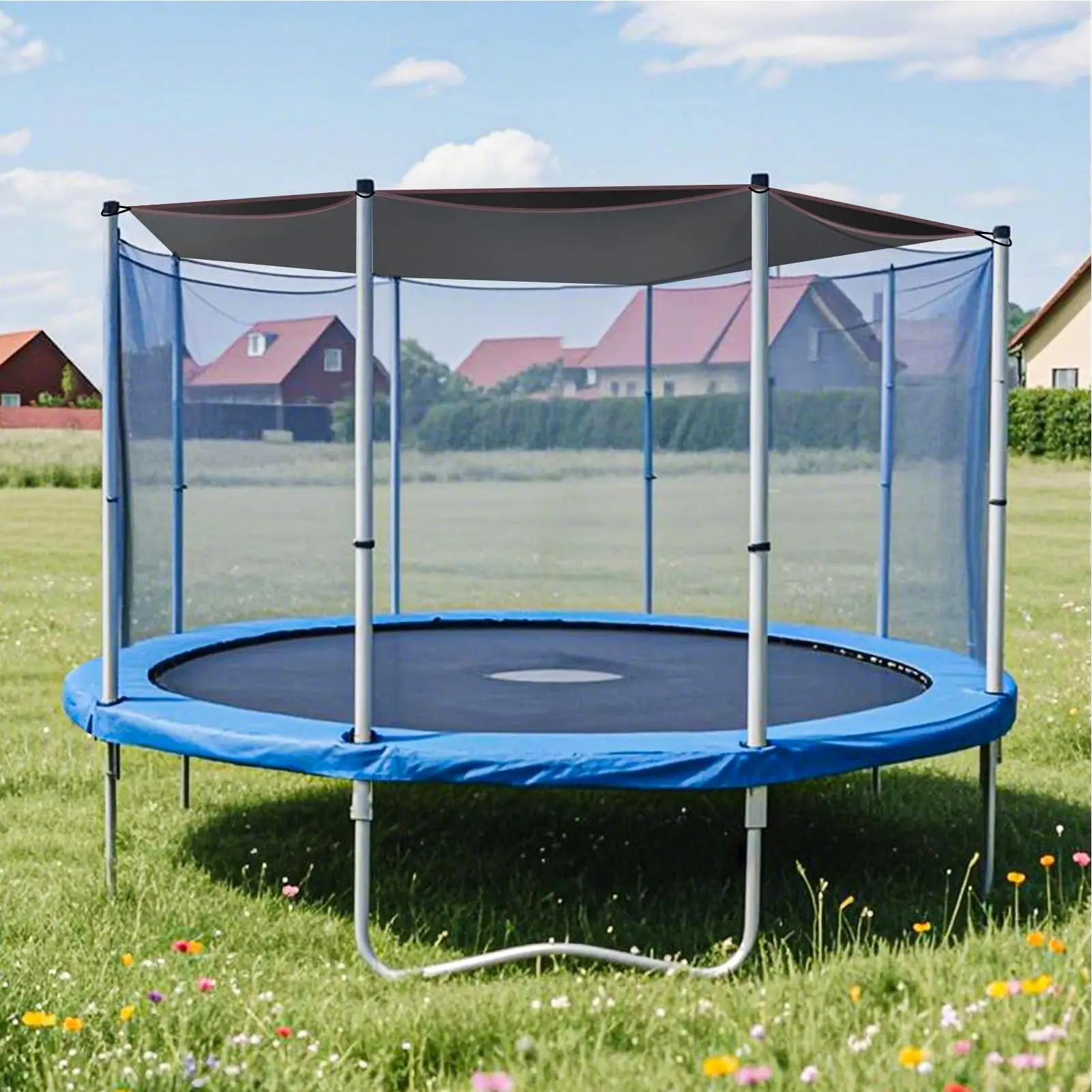 10/12/14ft UV Resistant Trampoline Shade Cover Canopy Sun Protection Waterproof Mesh Outdoor Backyard Home Accessories