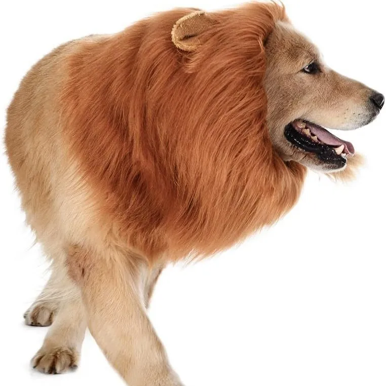 Lustige Haustier-Löwenmähne-Perücke mit Ohren, Hunde- und Katzen-Cosplay-Kostüm, Löwenkönig-Verkleidung, Kopfbedeckung, Halloween-Party, Foto-Requisiten – Detail 7