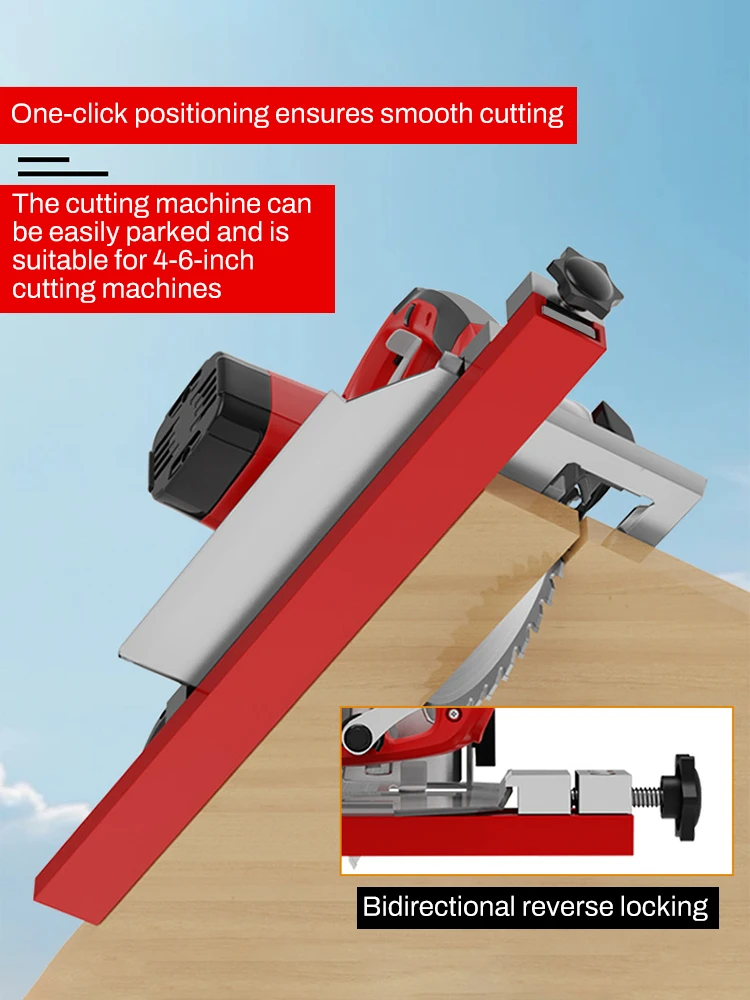 Rel Panduan Alas Mesin Potong yang Dapat Disesuaikan 240mm/360mm, Penjepit Posisi Panduan Gergaji Sirkuler ABS, Gesper Pembalik 2 Arah untuk Pertukangan Kayu