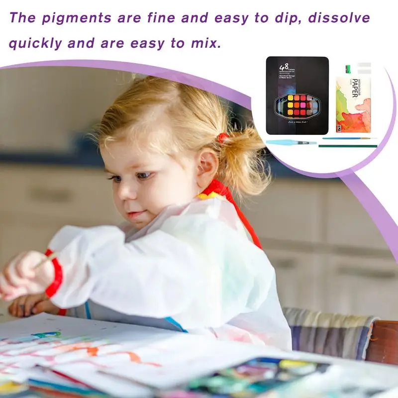 아동용 워터 아트 페인트 세트, 파스텔 페인트 세트, 스케치 팔레트, 여행 아트 키트, 성인 초보자용 페인팅 용품, 48 색