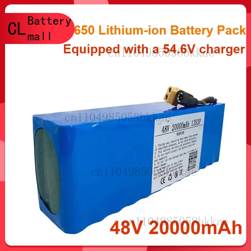 

Для XT60 18650 литий-ионный аккумулятор 20 Ач подходит для зарядного устройства 54,6 В с BMS, новый 48 В 20000 мАч 500 Вт 13S3P