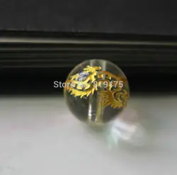 10Pcs 8mm 10mm 12mm Glass Beads Clear Color with Carving Gold Dragon Fashion Bead For Jewelry Wholesale and Retail DIY Supplies