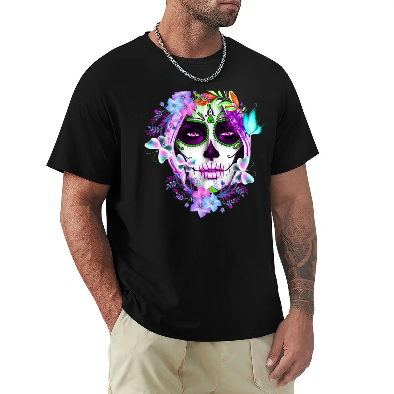 

Catrina, Mexican Sugar Skull Girl T-Shirt funny costumes customizeds Short sleeve tee men