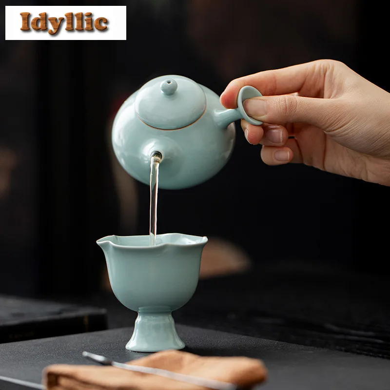 140 مللي كونجيلد الدهون سماوي الجانب مقبض إبريق الشاي الإبداعية الشاي Infuser وعاء الشاي تمرغ غلاية مع مصفاة طقم شاي صيني الحلي #2