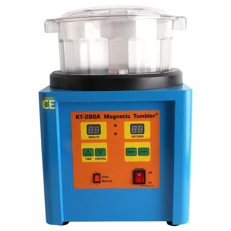 Magnetic Polishing Machine for Metal, Reversible Deburring Tumbler, Jewelry Surface Finishing Equipment