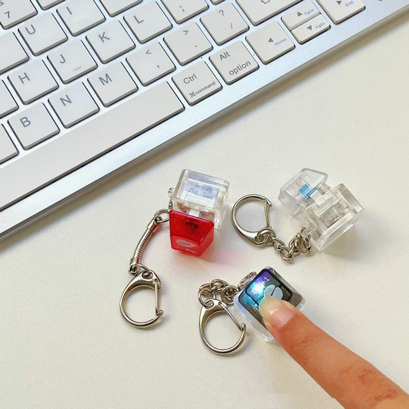 Decompression Keychain Mechanical Keyboard Button Keyring Fingertip Key Cap Pendant Antistress Toy