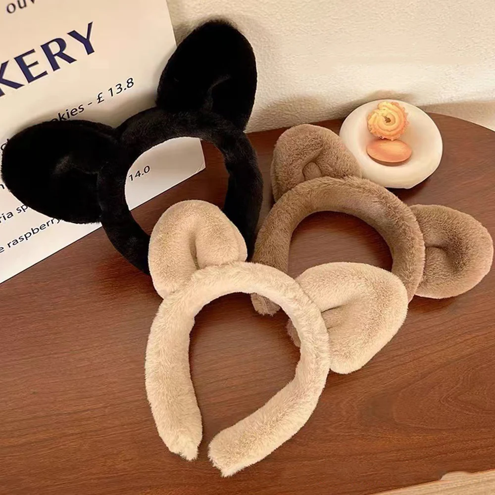 Cute Winter Plush Bear Ears Warm Hairbands Headband Scrunchie Women Girls Hair Head Hoop Band Accessories Headdress Headwear New