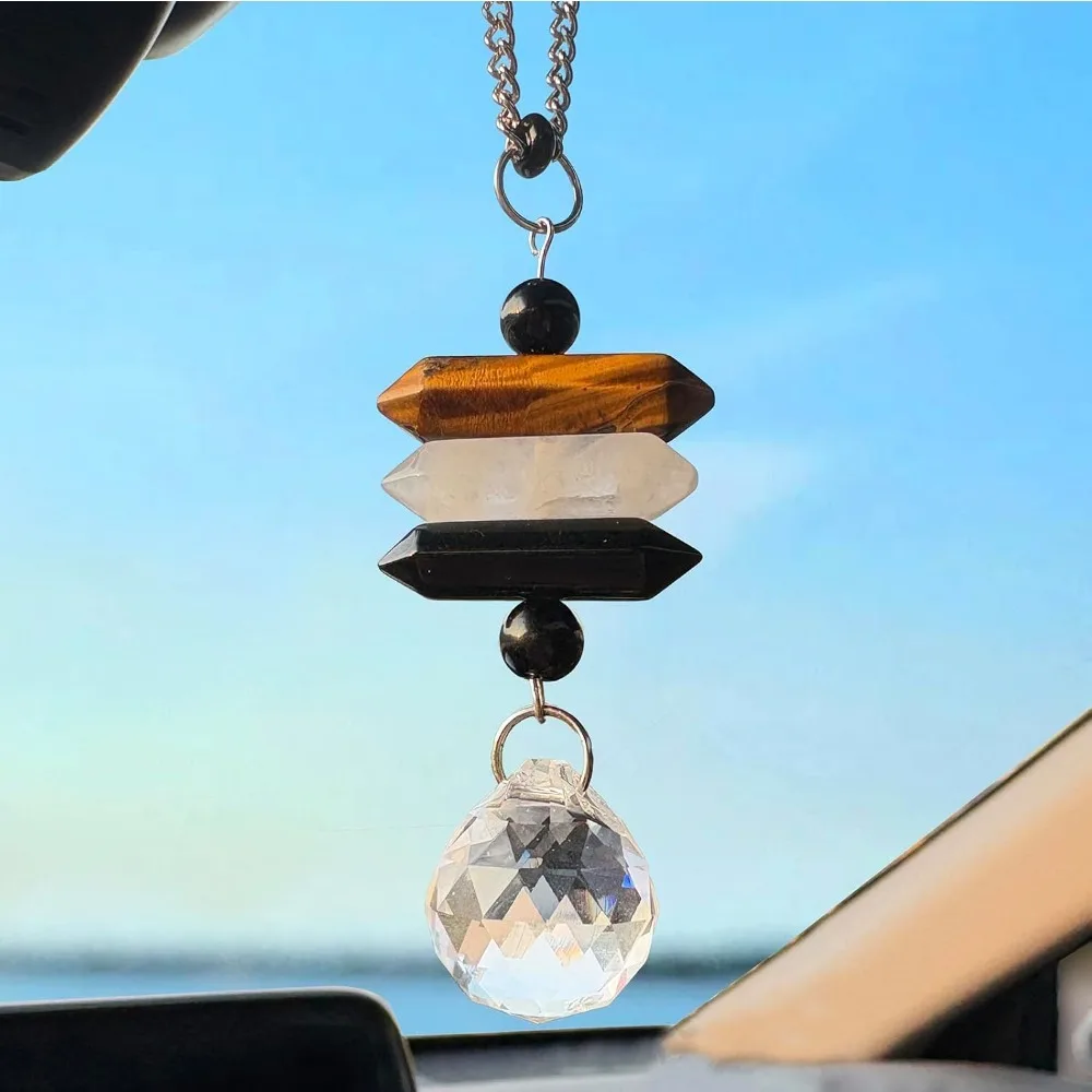 

Хрустальный подвесной автомобильный шарм, милые целебные камни, автомобильный декор для зеркала заднего вида, орнамент в стиле бохо ручной работы, ловец солнца, аксессуары
