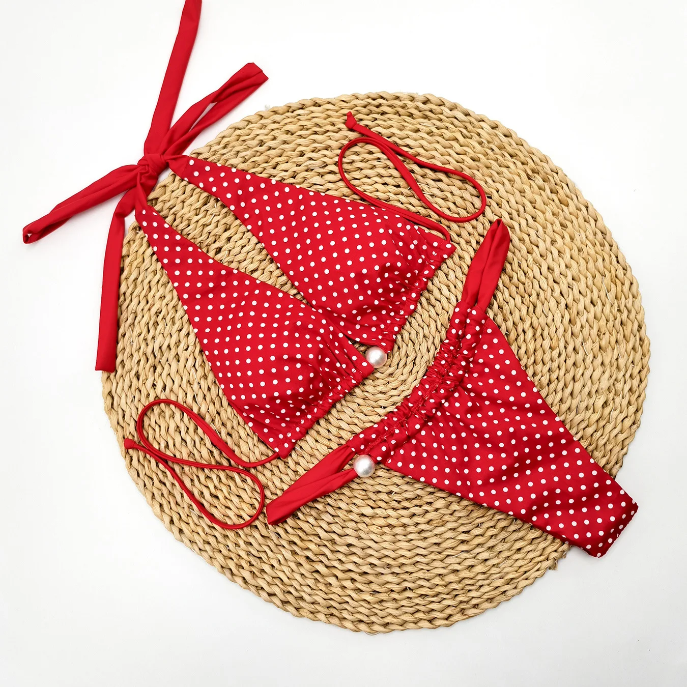 

Halter Dot Bikinis New Thongs Swimsuit Women's Swimwear 2025 Dot Bathing Suit High Cut Biquini Mujer Micro Thongs Beach Wear