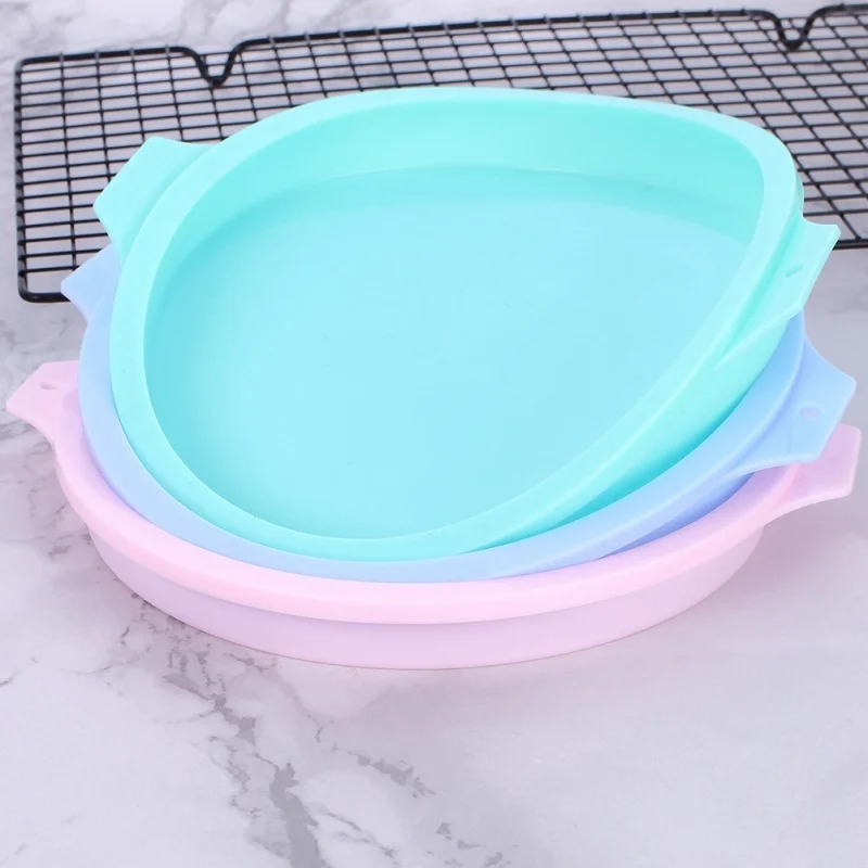 4/6/8 Inch DIY Home Kitchen Baking Tools Round Silicone Chiffon Cake Mold No‑cut Layer Baking Tray For Rainbow Mousse Cake Oven