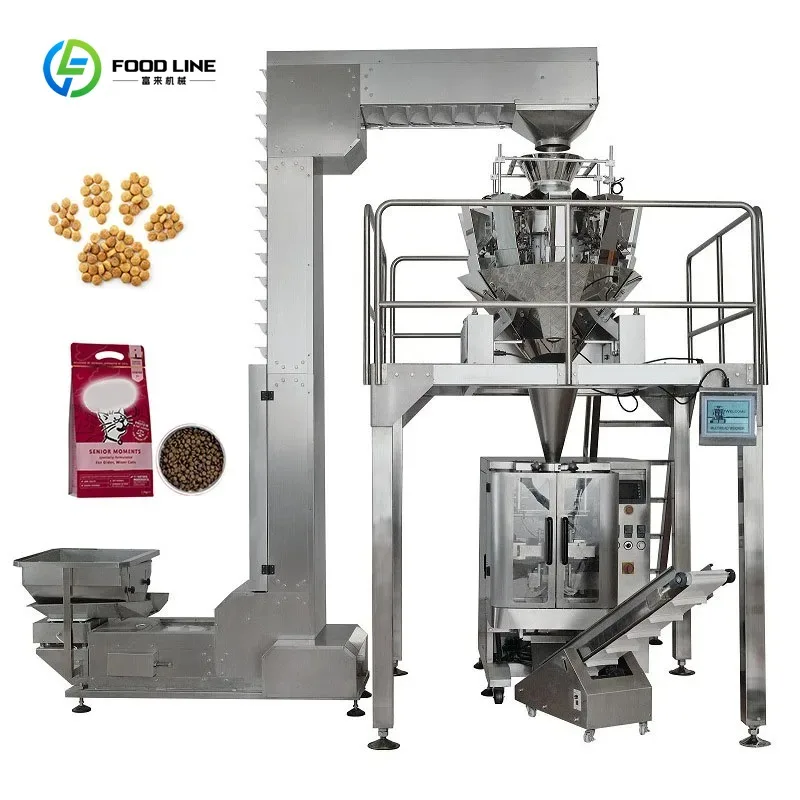 Automatic 4 Heads Weigher Food Packing Machine High Precision Multihead Weighing Packaging Equipment for Snack Granule Products