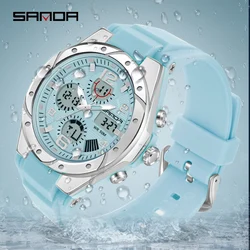 SANDA Luxury LED Luminous Digital Sport Women Watch Fashion Casual Wristwatch Girl Outdoors Waterproof Quartz Women Wristwatches