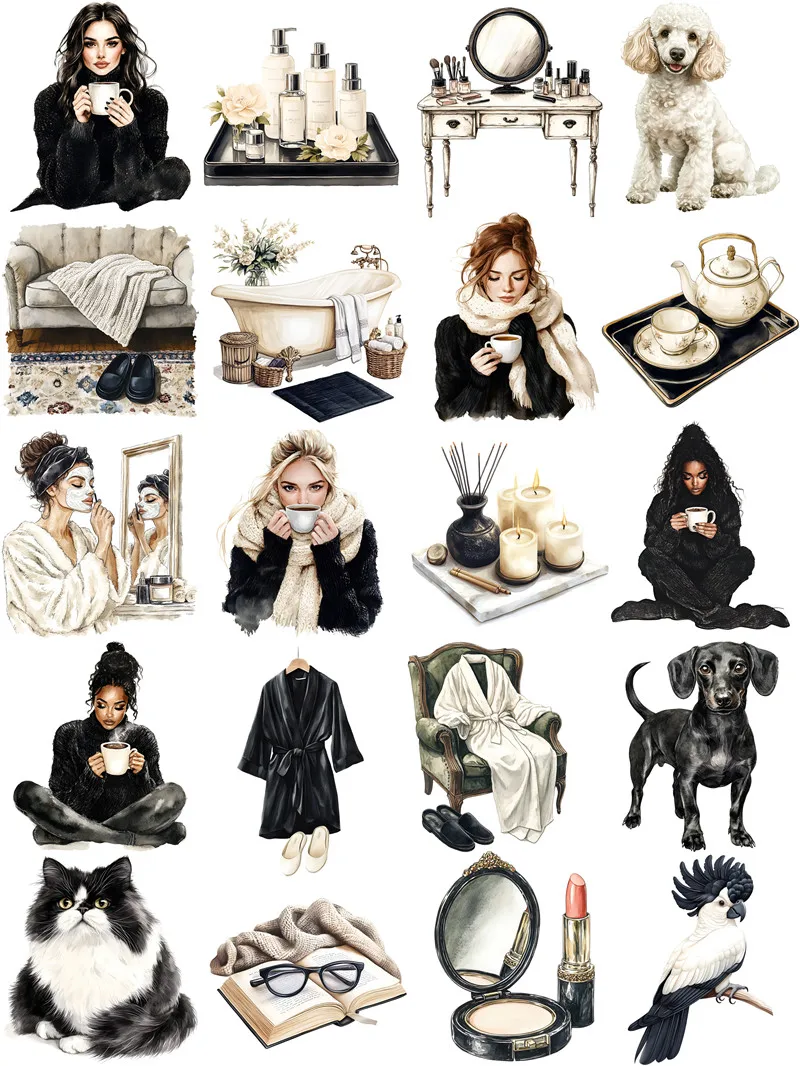 Black and white girl Stickers Crafts And Scrapbooking stickers kids toys book Decorative sticker DIY Stationery