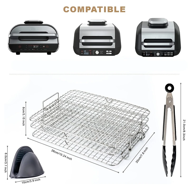 AD-Air Fryer Rack For Ninja Foodi Grill XL Air Fryer, Multi-Layer Dehydrator Rack Toast Rack Air Fryer Accessories