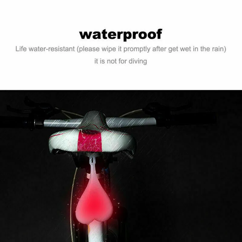 Bicicleta equitação criativo silicone amor cauda luz, impermeável vermelho com bateria, 1 pc