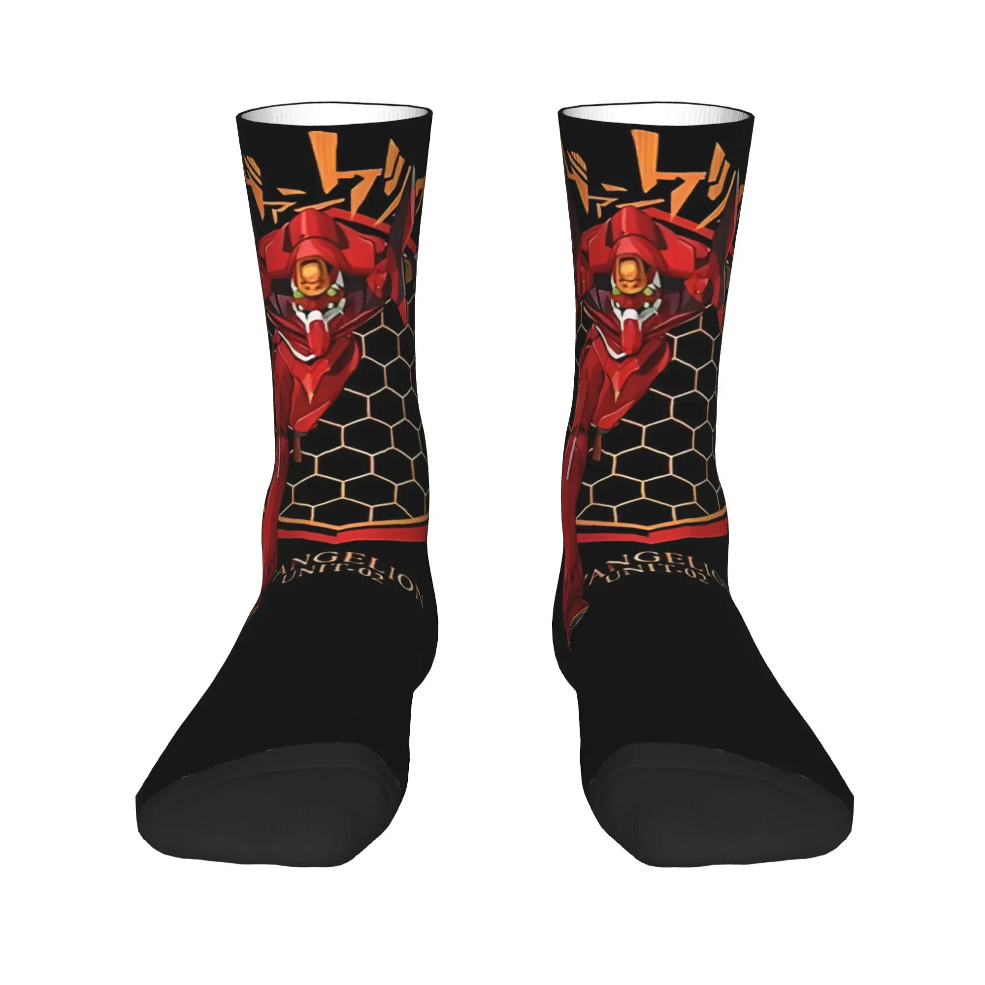 

Funny Sock Bandai EVA Evangelion Unit 02 Rock Quality Pattern Printed Men Crew Socks Casual Men's Socks