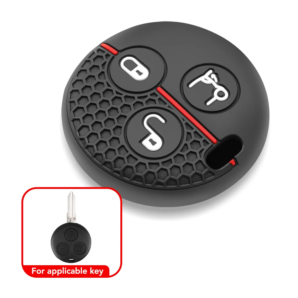 

3 Button Car Styling Accessories Key Holder Silicone Car Key Cover Case Shell Skin For Benz Smart City Fortwo Roadster
