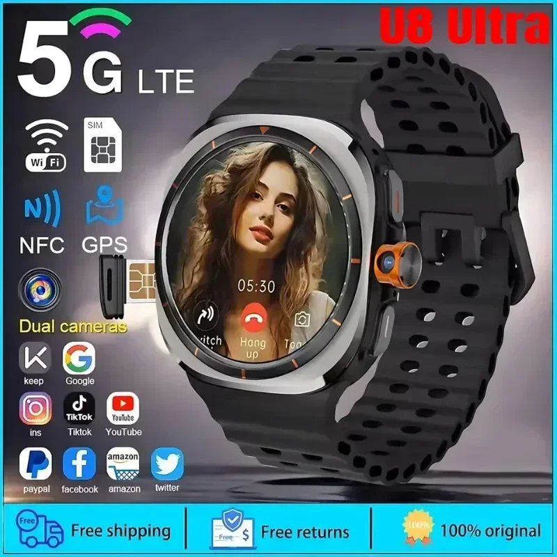 U8 Smart Watch with 4G and Rotatable HD Camera