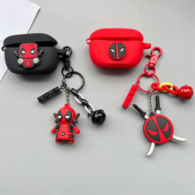 Marvel Deadpool Fone de ouvido capa protetora de silicone para JBL Wave 100, TWS Buds com chaveiro