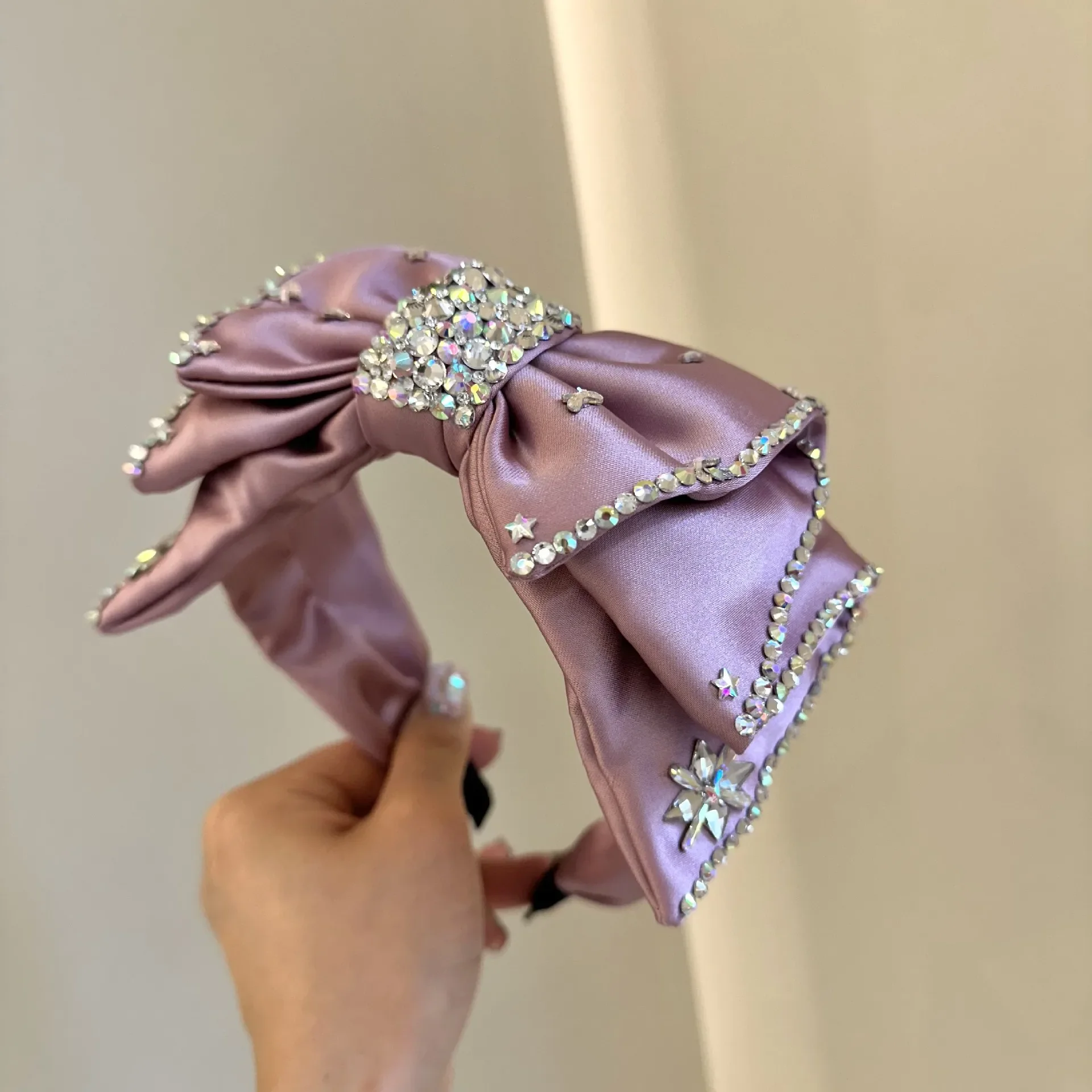 Crystal Women Headband Wide Side Big Bowknot Hairband Classic Casual Turban Girls Headwear Hair Accessories image 3