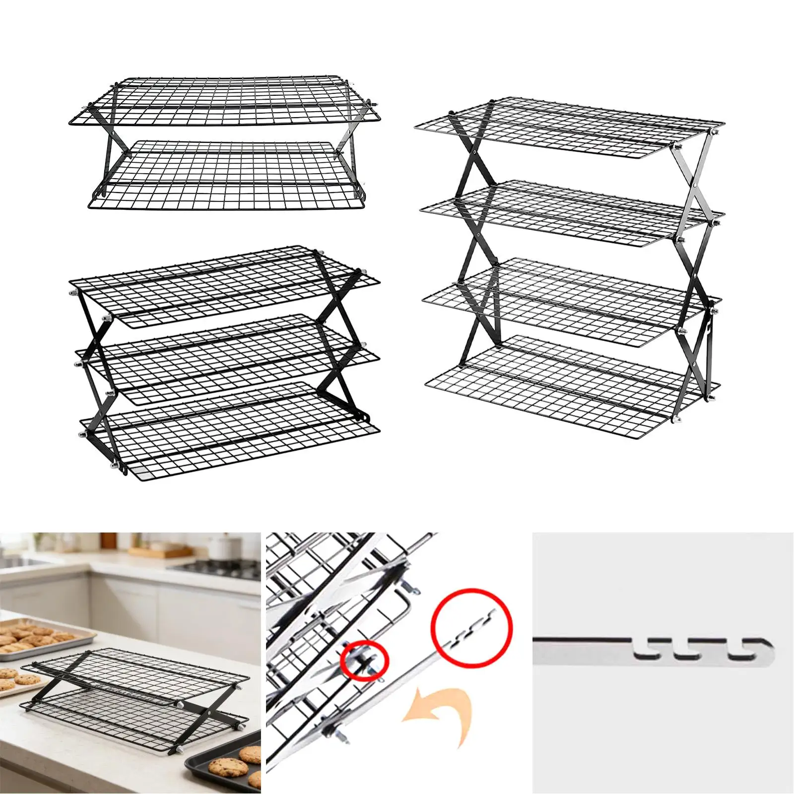 

Охлаждающая складная проволочная подставка для сушки посуды, 3-ярусная, для выпечки хлеба, кексов, маффинов, для кухни и вечеринок на открытом воздухе