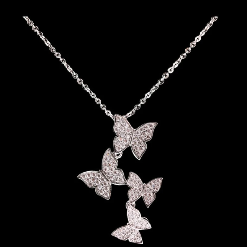 Cute Butterfly Pendant Chain Silver Gold AAAA Zircon Necklace Necklace Fashion Korean Jewelry Necklace Female 952 Silver Jewelry