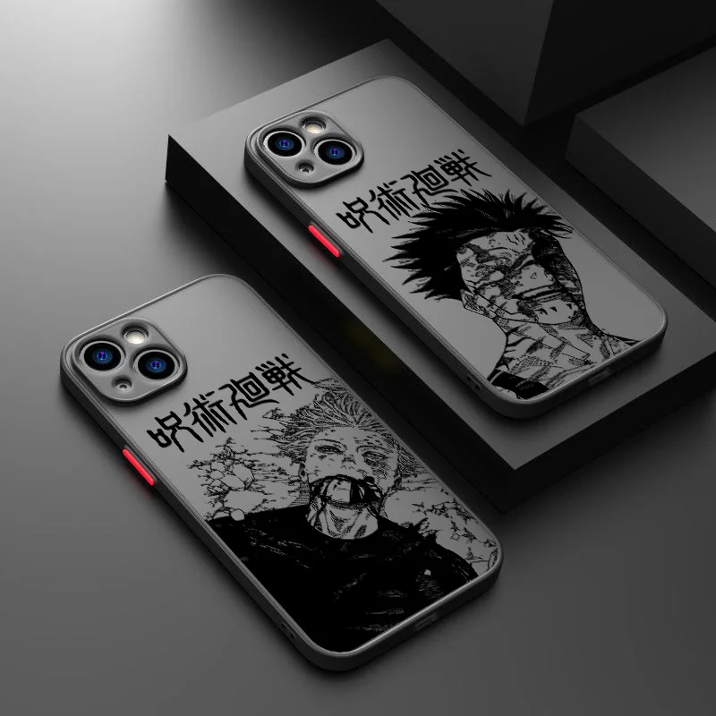 Jujutsu Kaisen Gojo Sukuna custodia per telefono per Apple iPhone 15 14 13 12 mini 11 XS XR X 8 7 Pro Max Plus Cover traslucida smerigliata