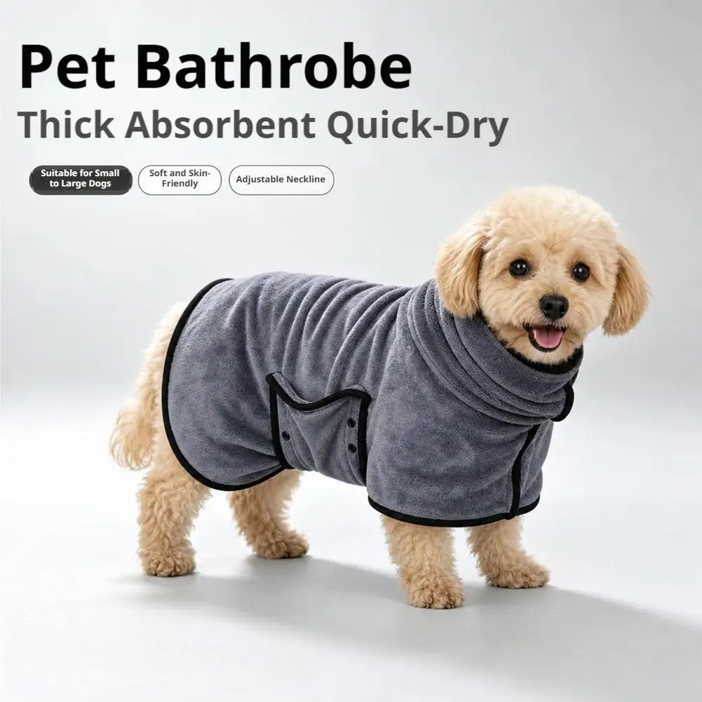 Winter Pet Bathrobe Adjustable Absorbent Towel for Large Medium Small Dog Super Fast Drying Moisture Bath Robe