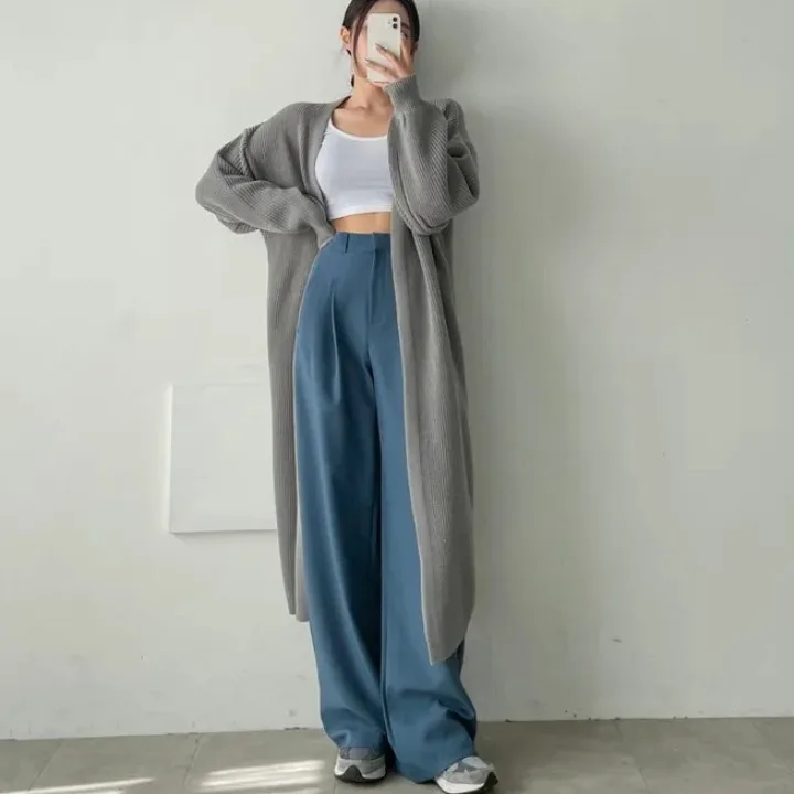 Elegancki sweter dziergany Jaet damski o luźnym kroju, ocieplany, jesienno-zimowy długi top, wysokiej jakości, miękki, wygodny, uniwersalny płaszcz wierzchni.