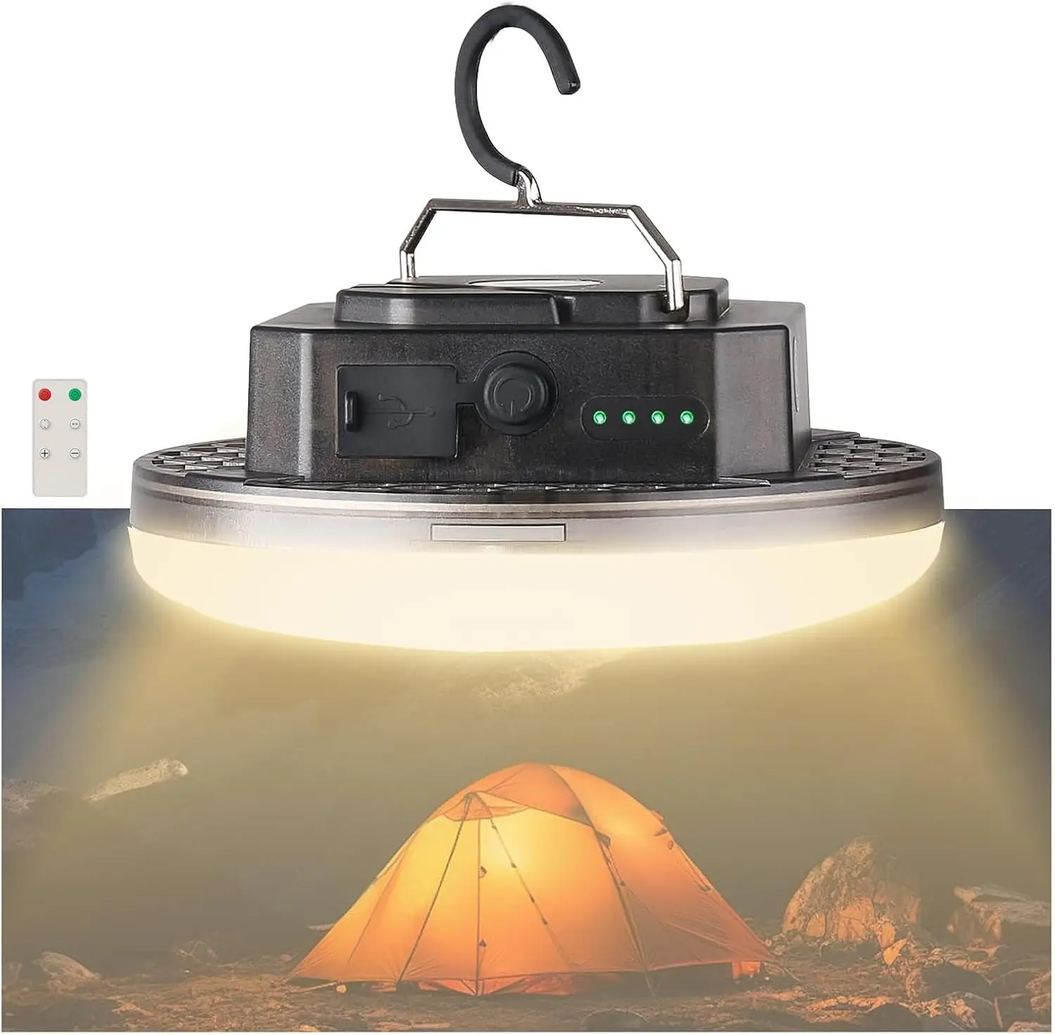 

12000mAh Rechargeable LED Camping Light, 5000LM Bright, 3 Color Modes, IPX5 Waterproof with Magnet for Emergency & Gifts
