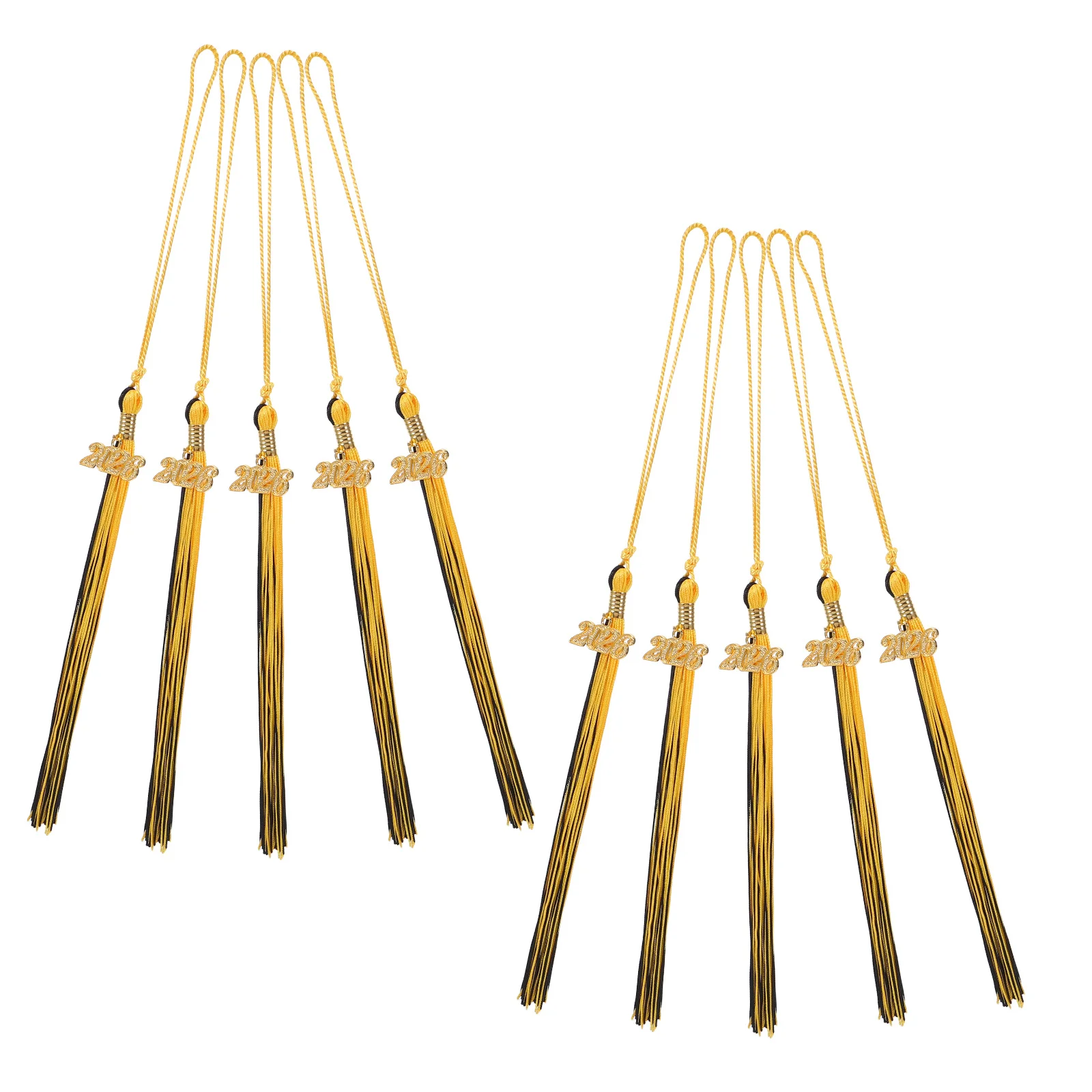 

10pcs Graduation Cap Tassels 2026 Gold Charm Black Gold Academic Hat Pendant Decorative Fringe For Graduation Ceremony Party