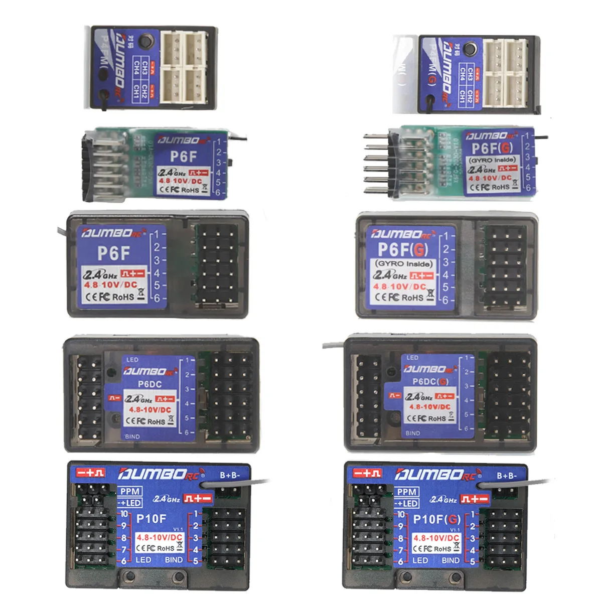 DUMBORC 4/6/10 channel P6DC P6DCG P6F P6FG F10FG lamp controlled gyroscope receiver