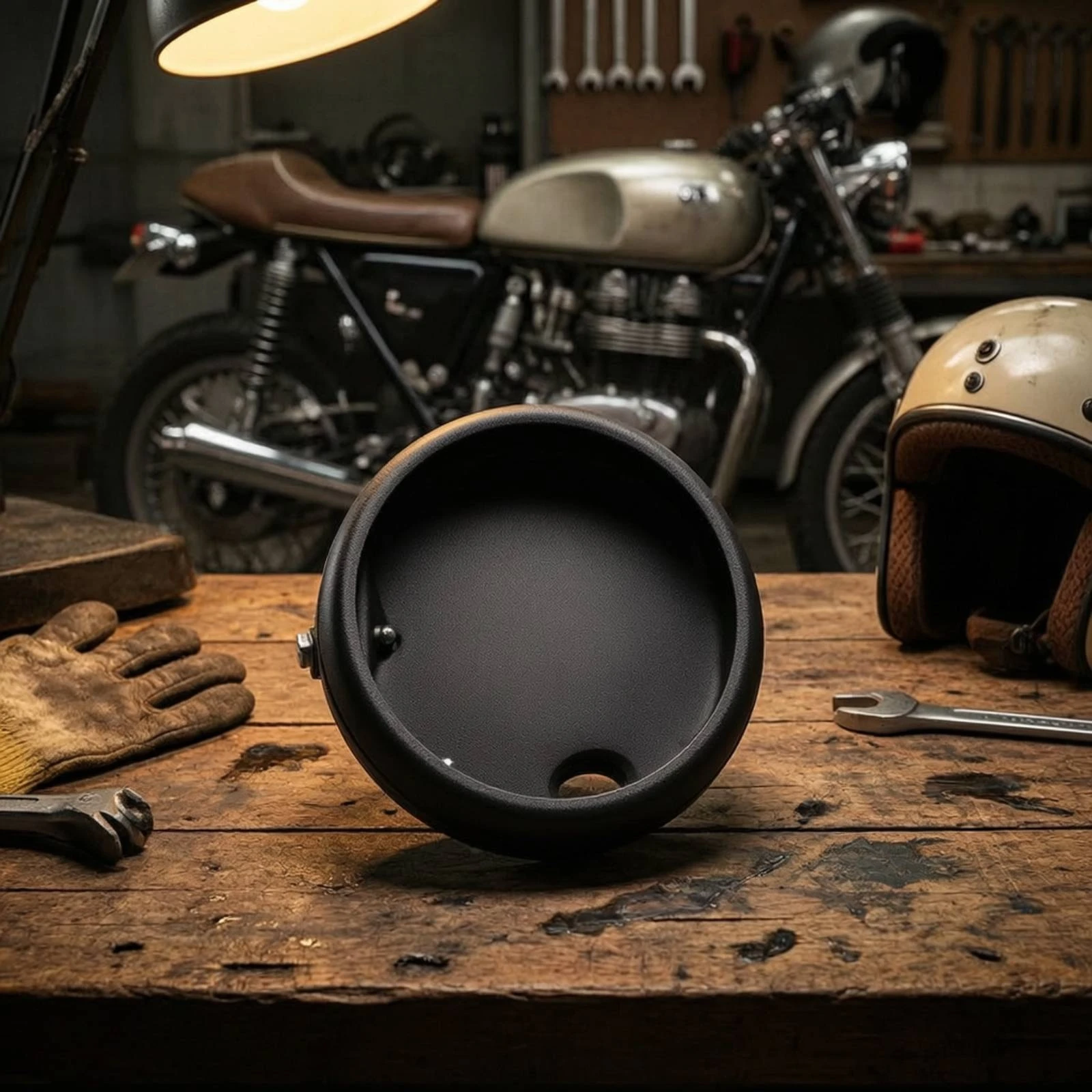 7-Inch Headlight Shell Matte Black 7-Inch Headlight Housing Hardware Universal Fit Round for Cafe Racer Projects