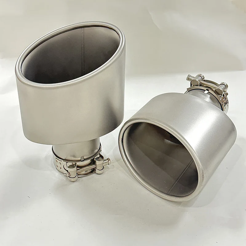 Automotive parts large diameter stainless steel sandblasted exhaust pipe tail throat width 140mm thickness 95mm