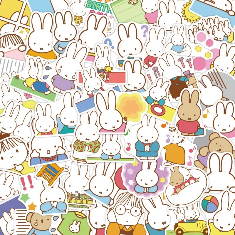 

50PCS Kawaii Miffy Stickers Cute Cartoon Rabbit Girl Pocket Decoration Stickers Phone Case Ipad Notebook Waterproof Stickers Toy