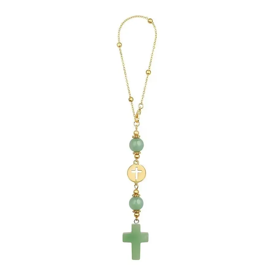 1/5/10/20/50/100pcs Crystal Cross Hanging Car Accessory | Cute Healing Stones for Rearview Mirror Car Decor, Handmade Boho Sunca