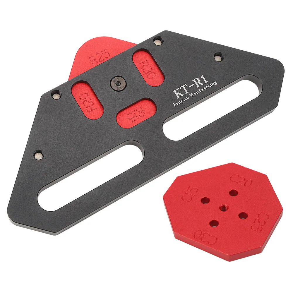 KE-R1 Quick Change Wood Panel Radius R15/R30/C15/C30 Quick-Jig Router Table Bits Jig Aluminum Alloy Corner Template Woodworking