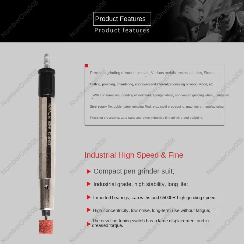 Industrial Grade Pneumatic Grinding Pen Grinder Pen/Pen-Shaped Grinding Machine Polishing Machine Small Grinding Pen DG-6102