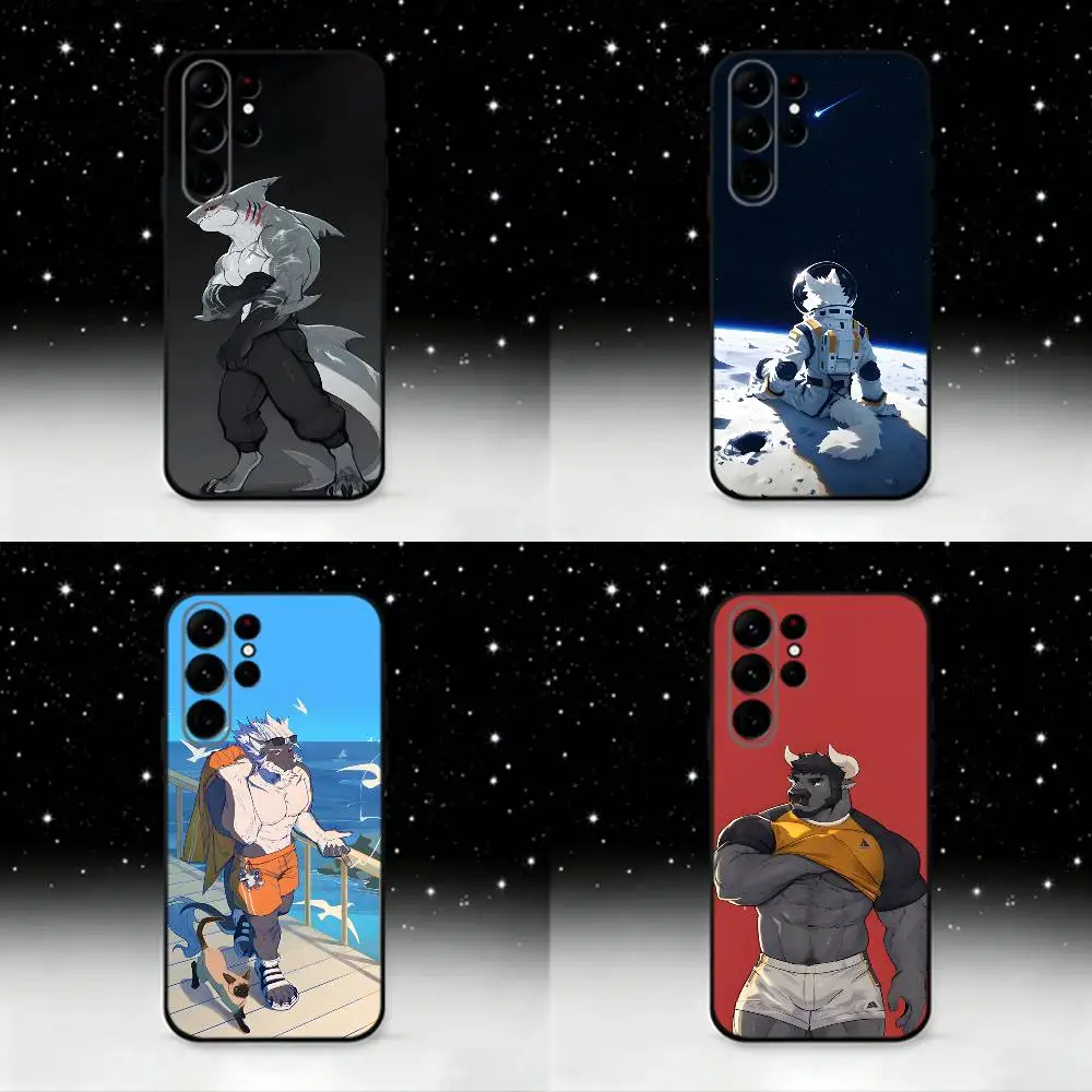 

buff furry Phone Case For Samsung S25,S24 Ultra,S20,S30 plus,S22 plus,S23,S30 Ultra 5G Silicone Black Shell