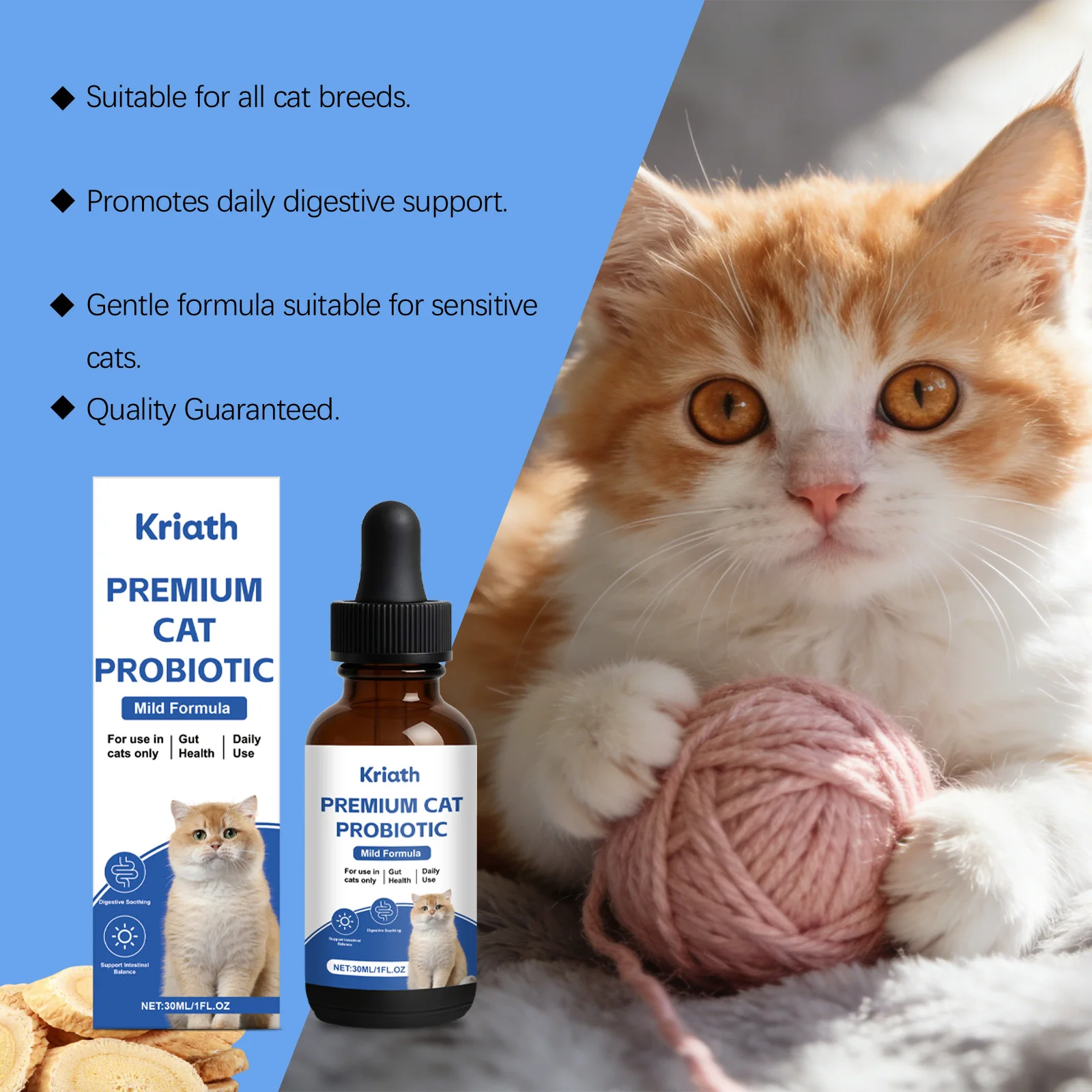 Premium Cat Probiotic Drops Liquid Probiotic Supplement Promote Digestion Intestinal Balance Healthy Gut Microbiota Cats Dropper