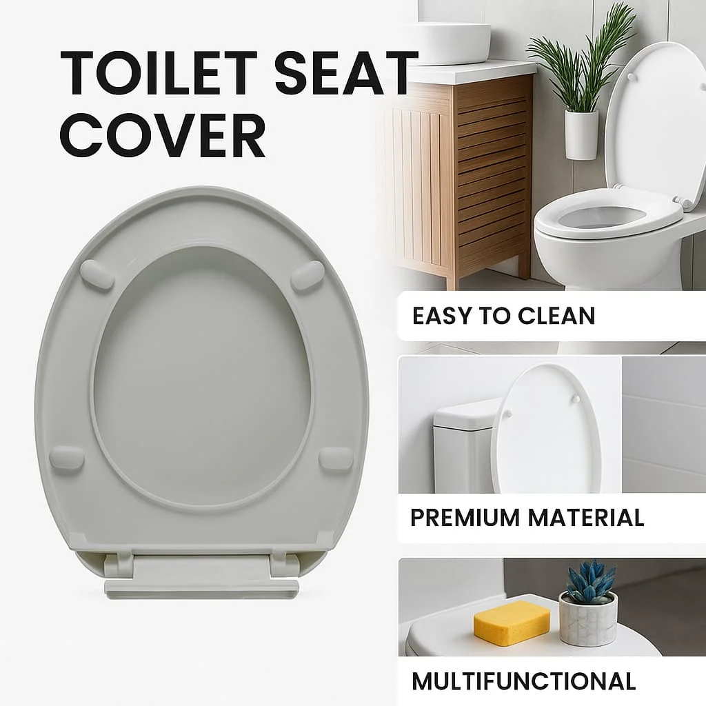 

Sturdy Build Toilet Seat, Plastic Replacement Toilet Lid, Easy Install for Home Bathroom Toilets