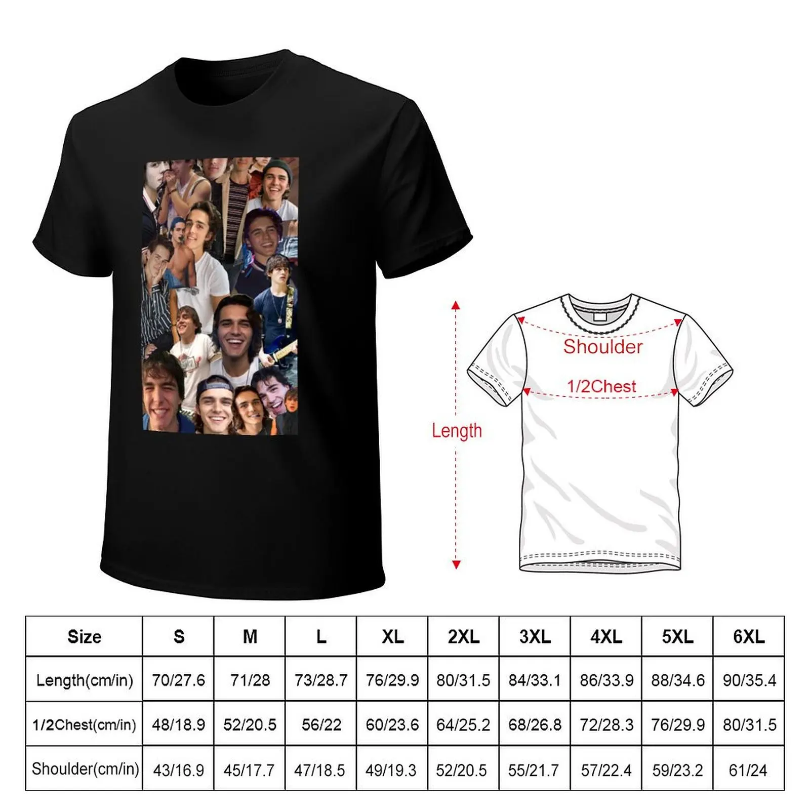 Charlie Gillespie Photo Collage T-Shirt Basic Solid Color Short Sleeve Cotton Top