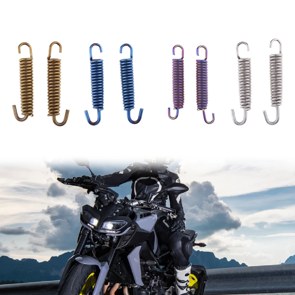 Silenciador de tubo de escape de motocicleta, gancho de resorte duradero, fácil de instalar, accesorio de tubo de escape de motocicleta, 65mm, 2 uds.